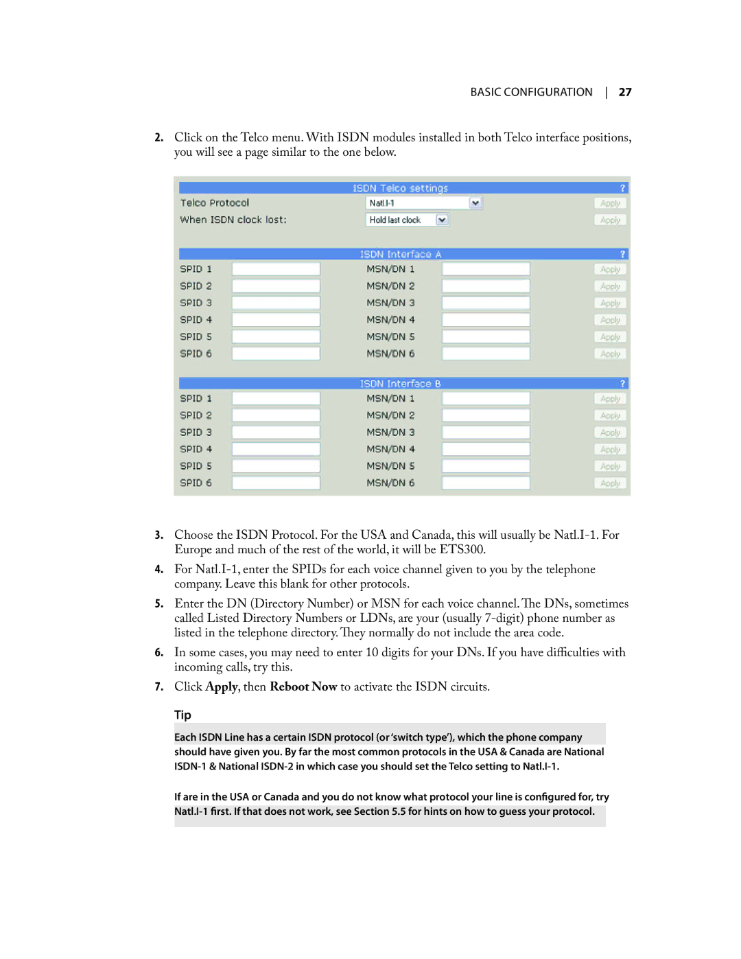 Telos NX12 user manual Basic configuration  